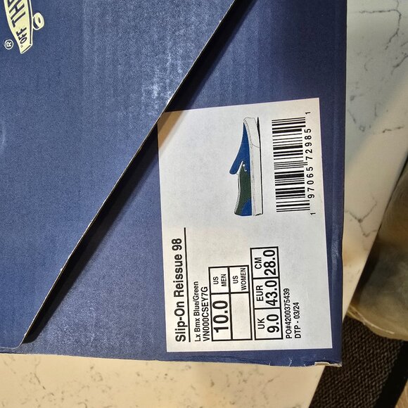 COPY - Vans Slip-On Reissue 98 SP LX BMX Blue Green VN000CSEY7G Mens 10 Skate S… - Picture 8 of 14